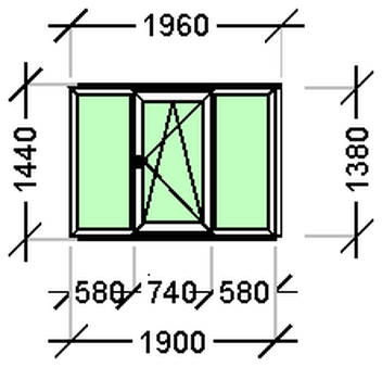 ПластКом СТАНДАРТ: Окно, Ivaper 62 мм, Siegenia Titan, 1440х1500, Белый, Белый