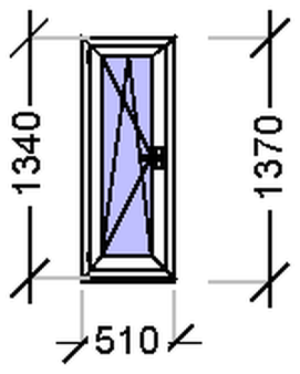 ПластКом СТАНДАРТ: Окно, Ivaper 62 мм, Siegenia Titan, 1370х510, Белый, Белый