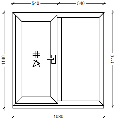 IVAPER 70 класс В: Окно, Ivaper 70 мм (В), Maco, 1110х1080, Белый, Белый