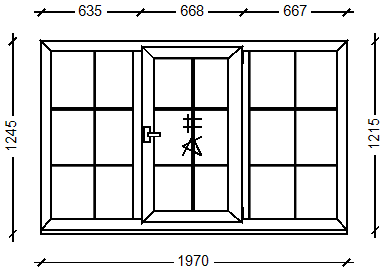 IVAPER GRAU 62: Окно, Ivaper 62 мм (В), Vorne, 1400х2240, Белый, Белый